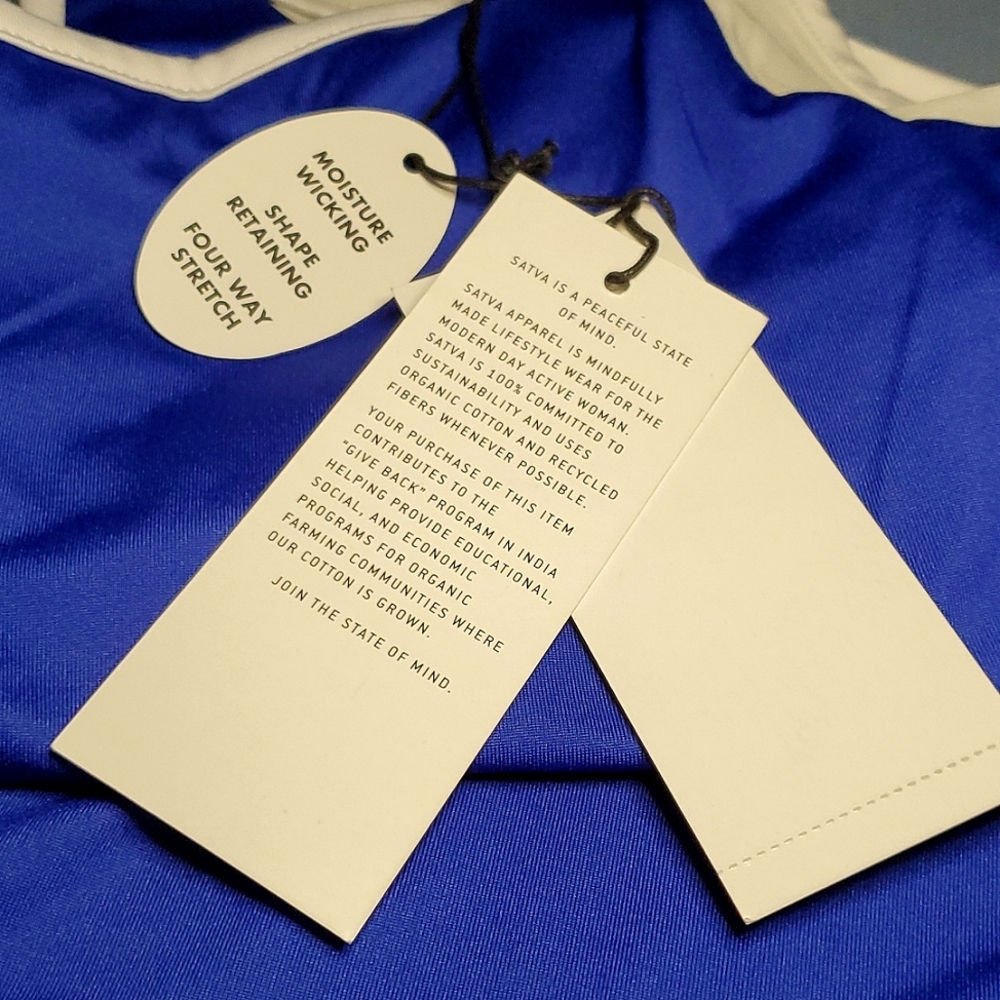 NWT Satva Sari Cami, Royal Blue & White Mesh with Build in Bra - Size Small - Picture 9 of 13